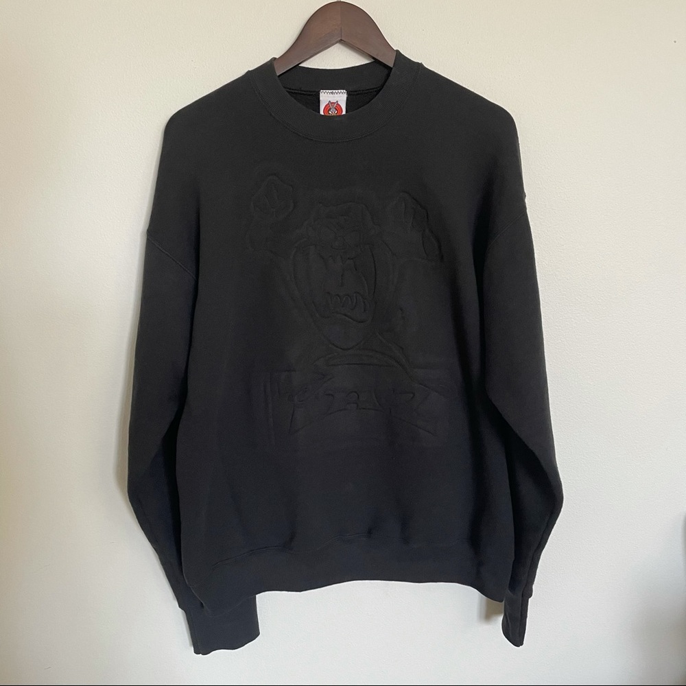 Vintage TAZ Looney Toons Black Crewneck Sweatshirt
